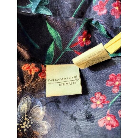 Intimate Moments Blue Floral Satin Nightgown Nightshirt Y2K Retro Look Elegant M - Picture 9 of 9